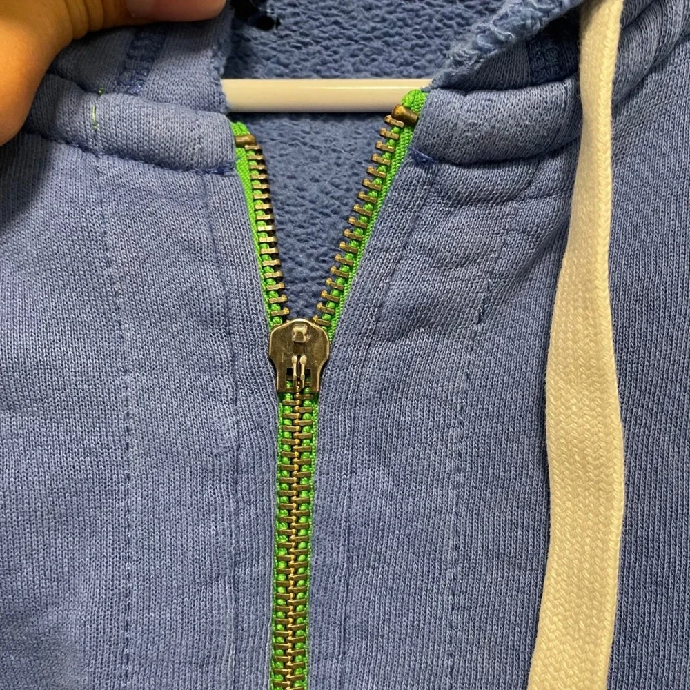 Polo Ralph Lauren Mens XL Blue Full Zip Hoodie Green Pony Logo Waffle Hood 8/6